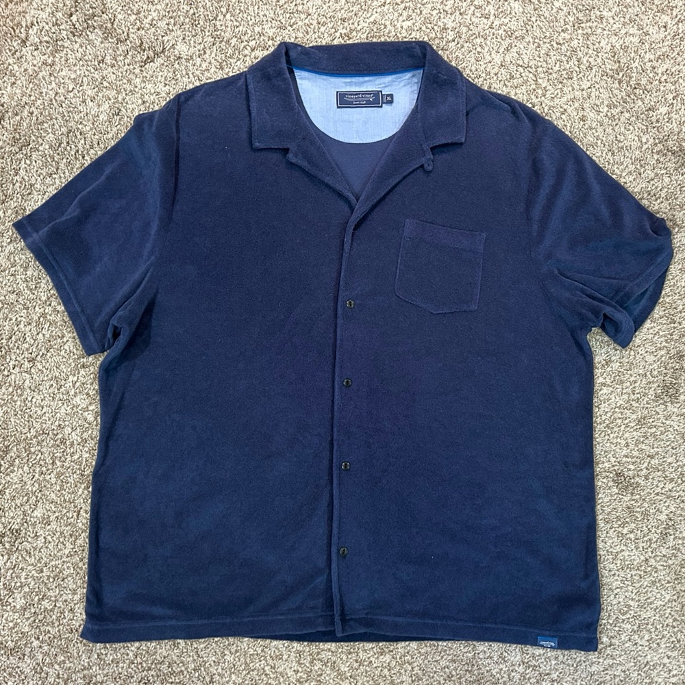 NWOT — Vineyard Vines Terry Camp Shirt — Size: XL — Color: Blue Blazer